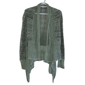 Energe Woman's Green Open Front Waterfall Cardigan Sweater Size Petite‎ Medium